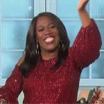 Sheryl’s red sequin cold shoulder top on The Talk