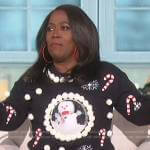 Sheryl’s Snowman globe Christmas sweater on The Talk