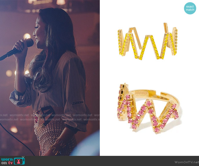 Bracelet: Memphis Bracelets in Yellow and Pink  worn by Mindy Chen (Ashley Park) on Emily in Paris