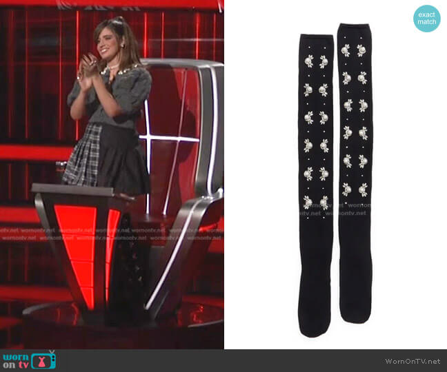 Simone Rocha Crystal & Imitation Pearl Knee Socks worn by Camila Cabello on The Voice