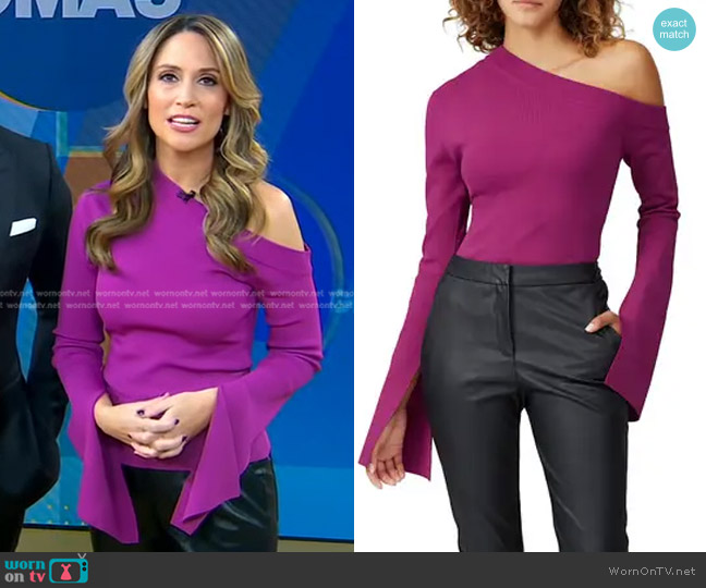 Solace London One Shoulder Top in Magenta worn by Rhiannon Ally on Good Morning America