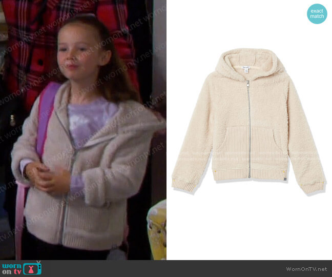 Splendid Littles Fuzzy Rib Hood Jacket worn by Rachel Black (Finley Rose Slater) on Days of our Lives