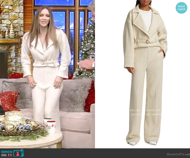 St. John Boucle Tweed Belted Jacket worn by Katharine Foster on Live with Kelly and Ryan