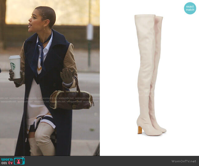 Stella McCartney Ivy faux leather over-the-knee boots worn by Julien Calloway (Jordan Alexander) on Gossip Girl