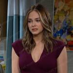 Stephanie’s burgundy belted dress on Days of our Lives