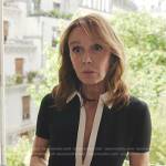 Sylvie’s black contrast zip dress on Emily in Paris