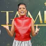 Tamron’s red leather top and zebra stripe pants on Tamron Hall Show