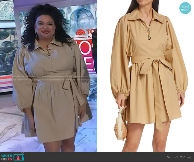 Tanya Taylor Kimberly Belted Quarter-Zip Minidress worn by Michelle Buteau on Today