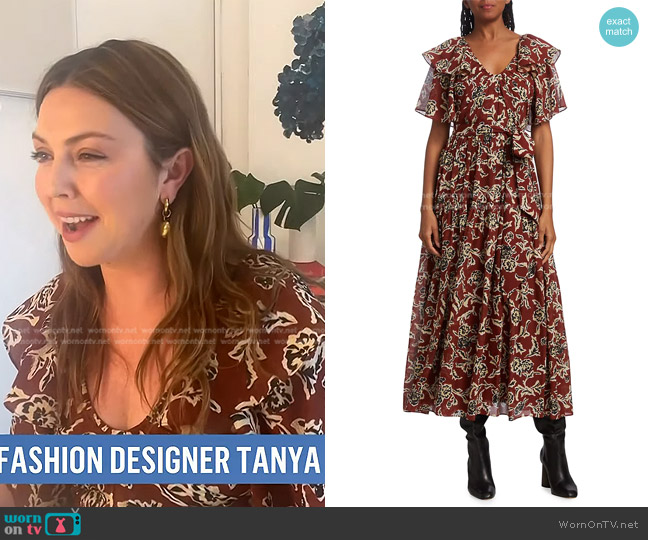 Tanya Taylor Rita Flutter-Sleeve Maxi Dress worn by Tanya Taylor on Today