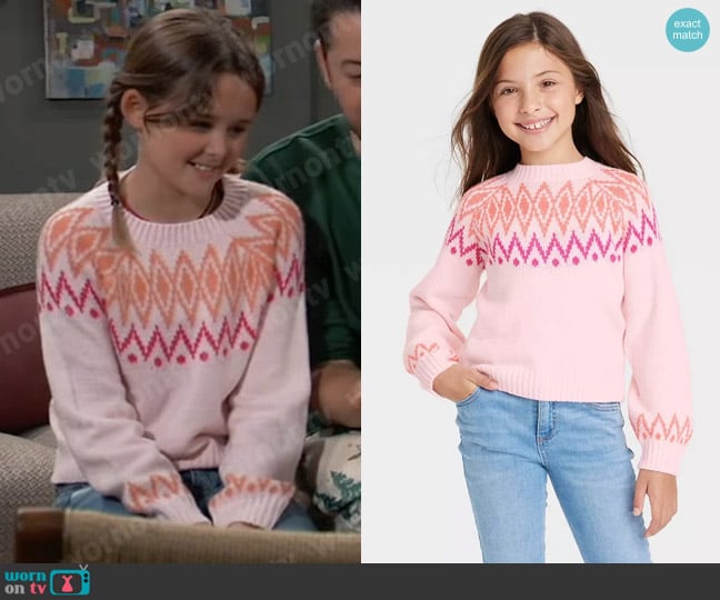 Cat & Jack at Target Fair Isle Pullover Sweater worn by Georgie Spinelli (Lily Fisher) on General Hospital