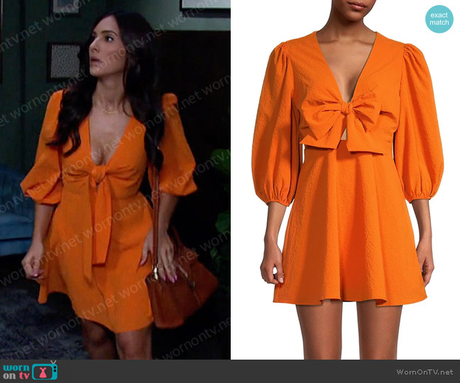 Ted Baker Jozelyn Bow-Front Minidress worn by Gabi Hernandez (Camila Banus) on Days of our Lives