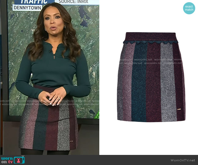 Ted Baker Numbers Knitted Mini Skirt worn by Adelle Caballero on Today