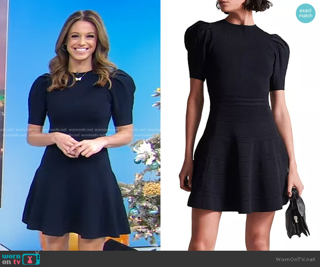 Ted Baker Puffed Sleeve Engineered Skirt Dress worn by Cheryl Scott on Good Morning America