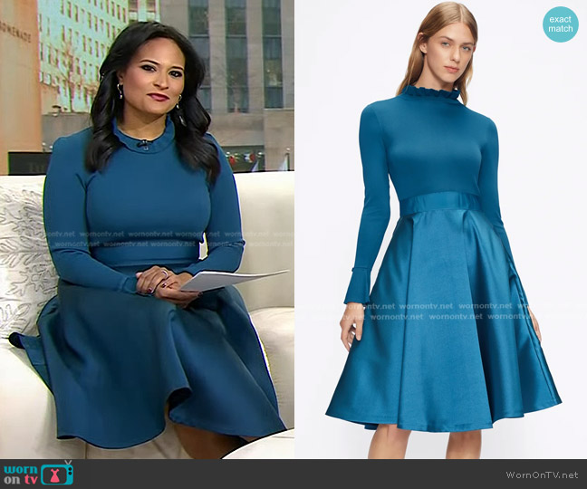 Ted Baker Zadi Mix Media Long Sleeve Dress in Medium Blue worn by Kristen Welker on Today