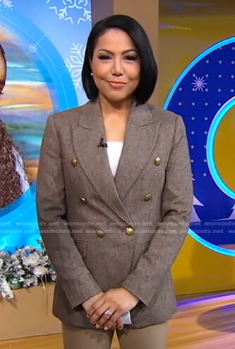 Stephanie's brown double breasted blazer on Good Morning America
