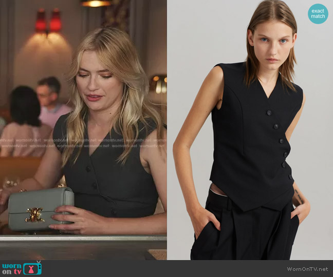 WornOnTV: Camille's black leather wrap dress on Emily in Paris