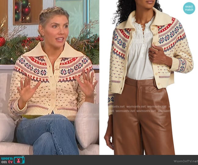 The Great The Mini Collar Cardigan worn by Amanda Kloots on The Talk