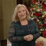 Traci’s green pointelle knit cardigan on The Young and the Restless