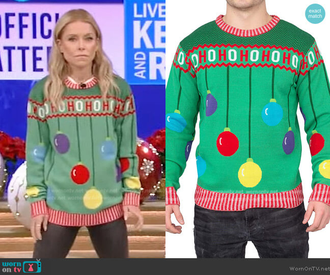 Costume Agent Store Arthur Ugly Christmas Sweater Green worn by Kelly Ripa on Live with Kelly and Ryan