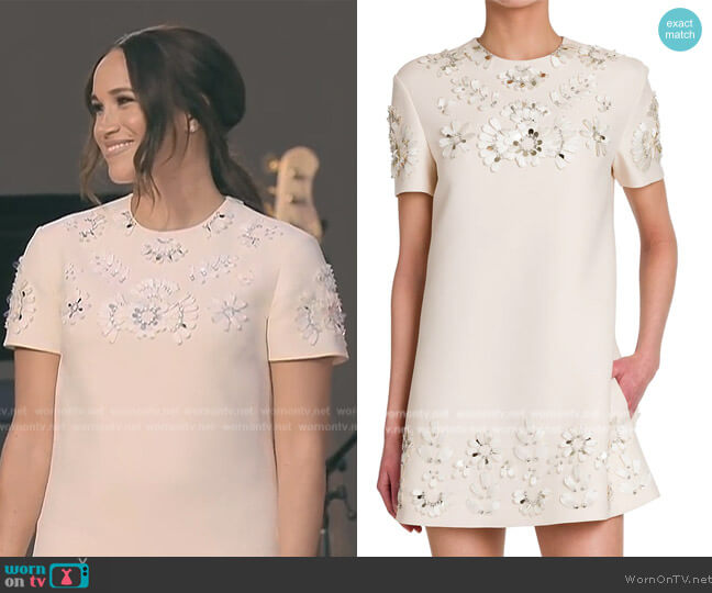 Valentino Embellished Shift Dress worn by Meghan Markle on Harry and Meghan