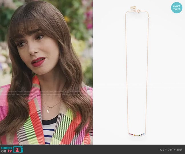 Vanrycke Collier Stardust Rainbow Necklace worn by Emily Cooper (Lily Collins) on Emily in Paris