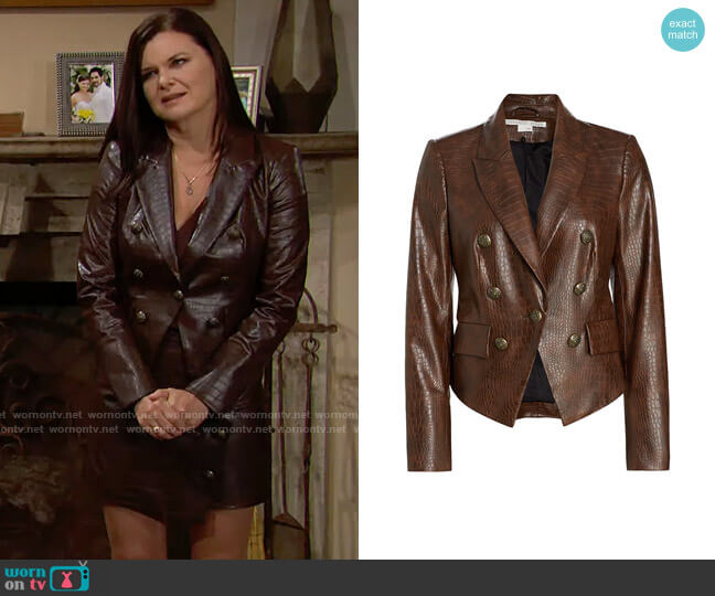 Veronica Beard Cooke Dickey Jacket in Chicory worn by Katie Logan (Heather Tom) on The Bold and the Beautiful