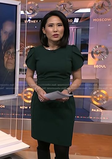 Vicky's green short sleeve dress on NBC News Daily