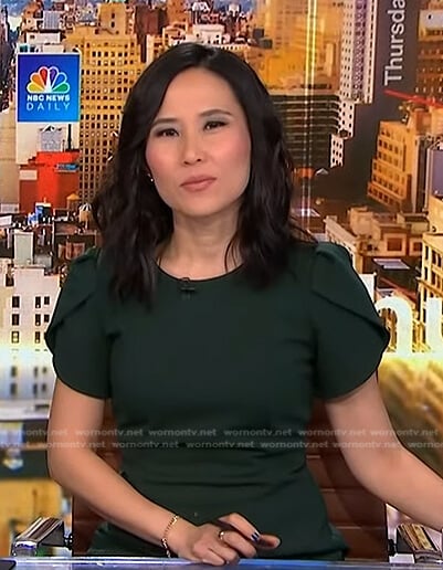 Vicky’s green short sleeve dress on NBC News Daily