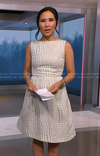 Vicky's white crocodile dress on NBC News Daily