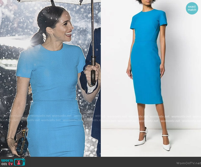 Victoria Beckham Pencil Midi Dress worn by Meghan Markle on Harry and Meghan