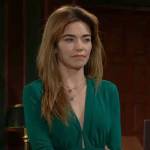 Victoria’s green deep v-neck dress on The Young and the Restless