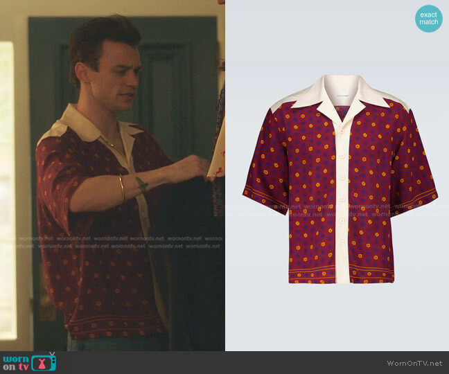 Wales Bonner Short-Sleeved Bowling Shirt worn by Maximus Wolfe (Thomas Doherty) on Gossip Girl