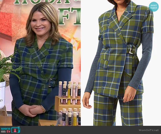 We Wore What Rib-Sleeve Belted Blazer in Basil French Navy worn by Jenna Bush Hager on Today