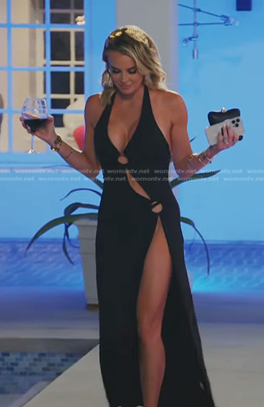 Whitney's black ring detail dress on The Real Housewives of Salt Lake City