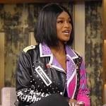 The Womack Sisters's black studded moto jacket on Tamron Hall Show