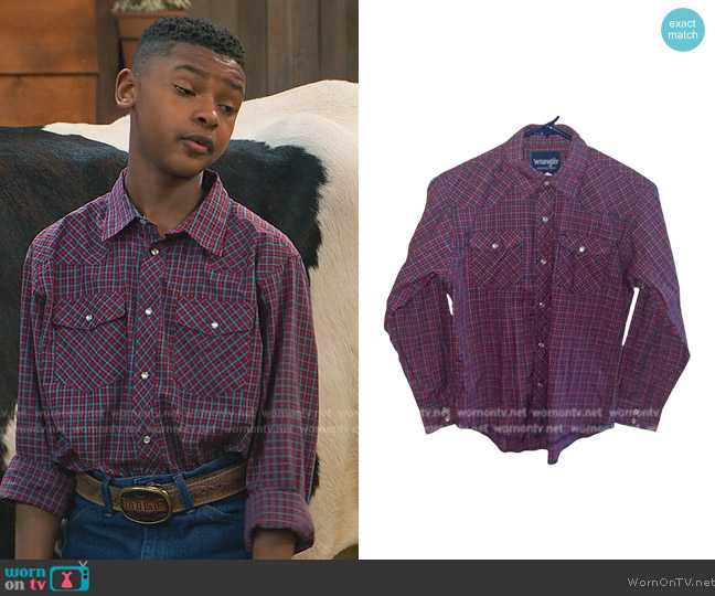 Wrangler Check Shirt worn by Bill (Alfred Lewis) on Bunkd