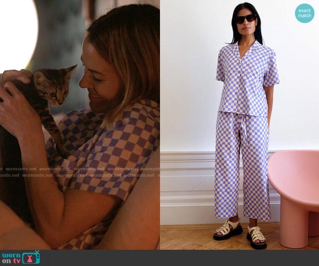 Wray Long Lounge Set in Lilac Check worn by Alice Pieszecki (Leisha Hailey) on The L Word Generation Q