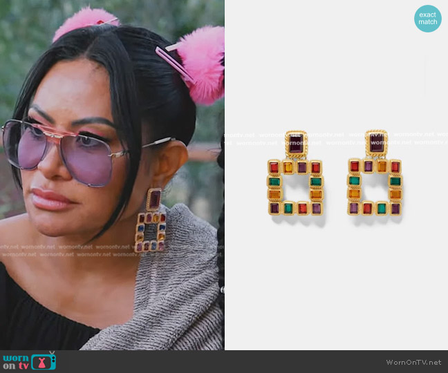 Zara Multicolored Squared Earrings worn by Jen Shah on The Real Housewives of Salt Lake City