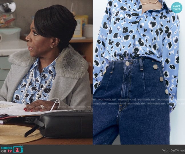 Zara Animal Print Shirt worn by Barbara Howard (Sheryl Lee Ralph) on Abbott Elementary