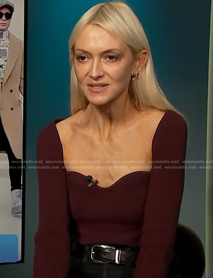 Zanna’s brown ribbed top on Access Hollywood