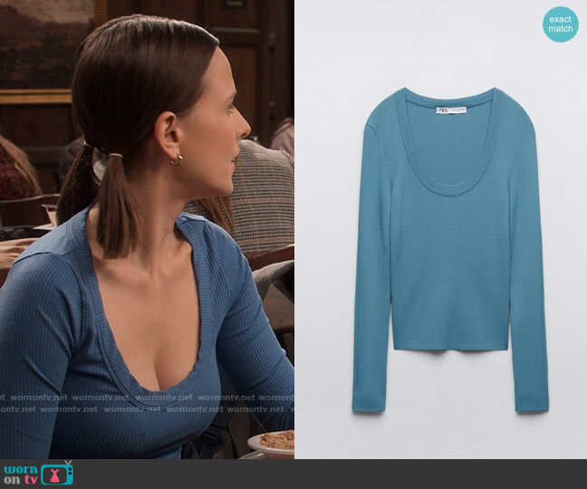 Zara Knit Top with Round Neck worn by Kimberly Finkle (Pauline Chalamet) on The Sex Lives of College Girls