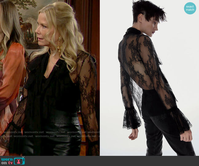 Zara Lace Blouse with Bow worn by Brooke Logan (Katherine Kelly Lang) on The Bold and the Beautiful