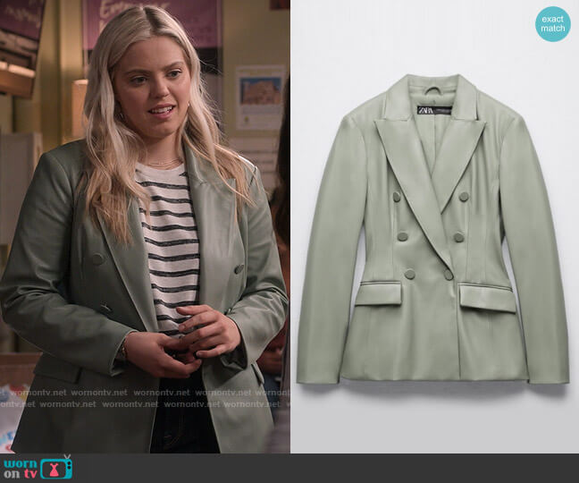 Zara Faux Leather Blazer worn by Leighton Murray (Reneé Rapp) on The Sex Lives of College Girls