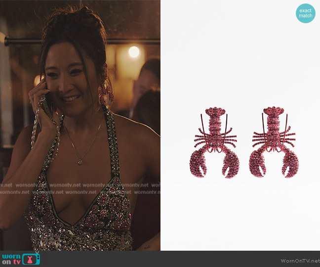 Lobster Earrings by Zara worn by Mindy Chen (Ashley Park) on Emily in Paris