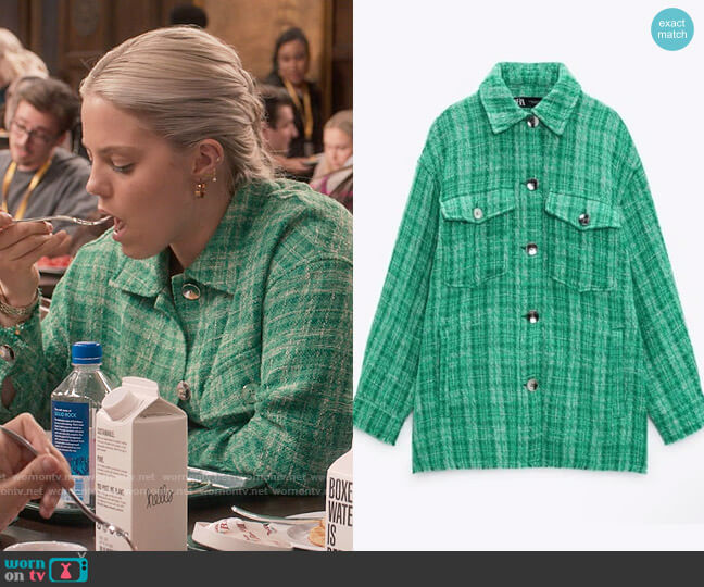 Zara Woven Plaid Overshirt worn by Leighton Murray (Reneé Rapp) on The Sex Lives of College Girls