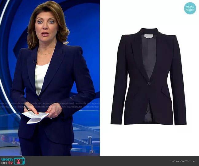 One-Button Jacket by Alexander McQueen worn by Norah O'Donnell on CBS Evening News