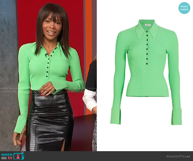 A.L.C. Eleanor Ribbed Long Sleeve Top in Spring Bouquet worn by Zuri Hall on Access Hollywood