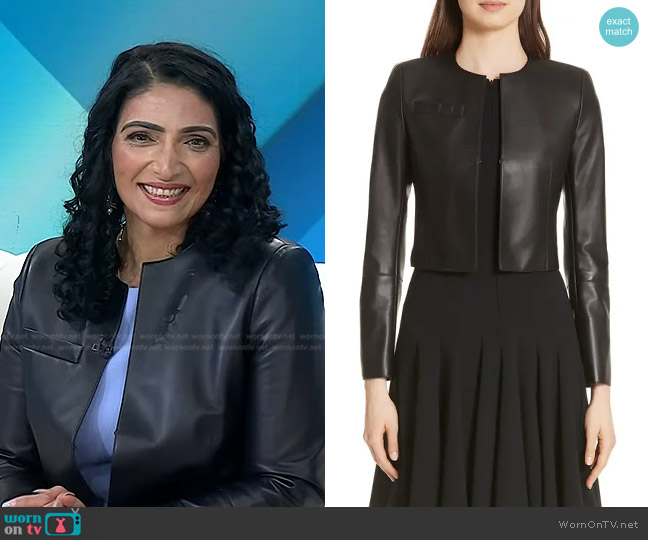 Akris Hasso Leather Crop Jacket worn by Dr. Emi Hosoda on Today