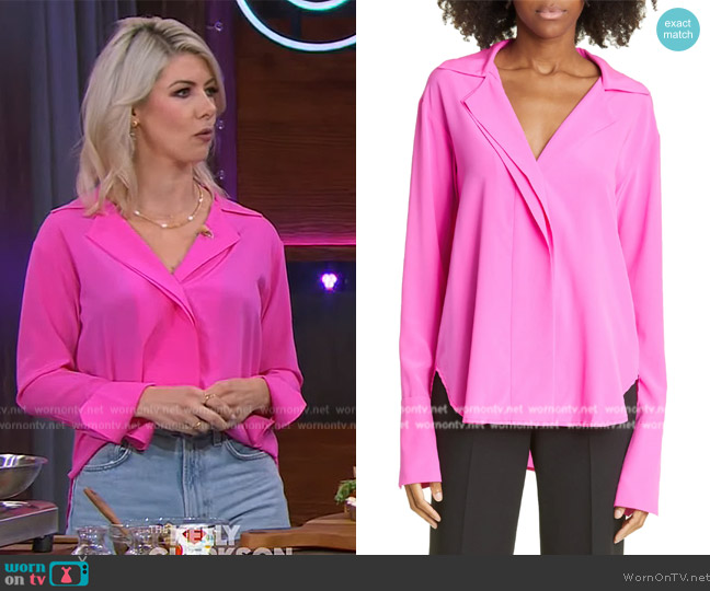 A.L.C. Kinsley Silk Button-Down Top worn by Kelly Rizzo on The Kelly Clarkson Show