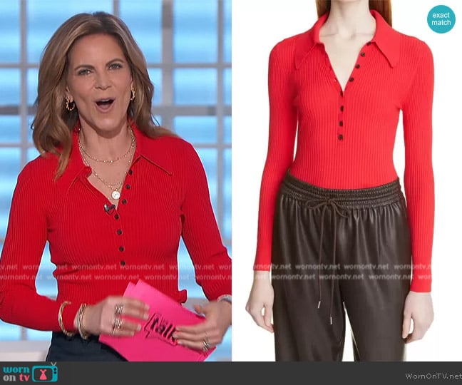 A.L.C. Lance Ribbed Top worn by Natalie Morales on The Talk